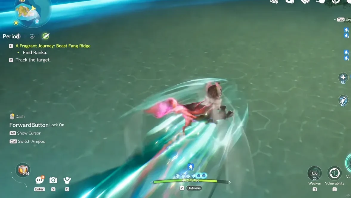 Player dashing toward a tracked target with the Find Ranka objective highlighted on screen