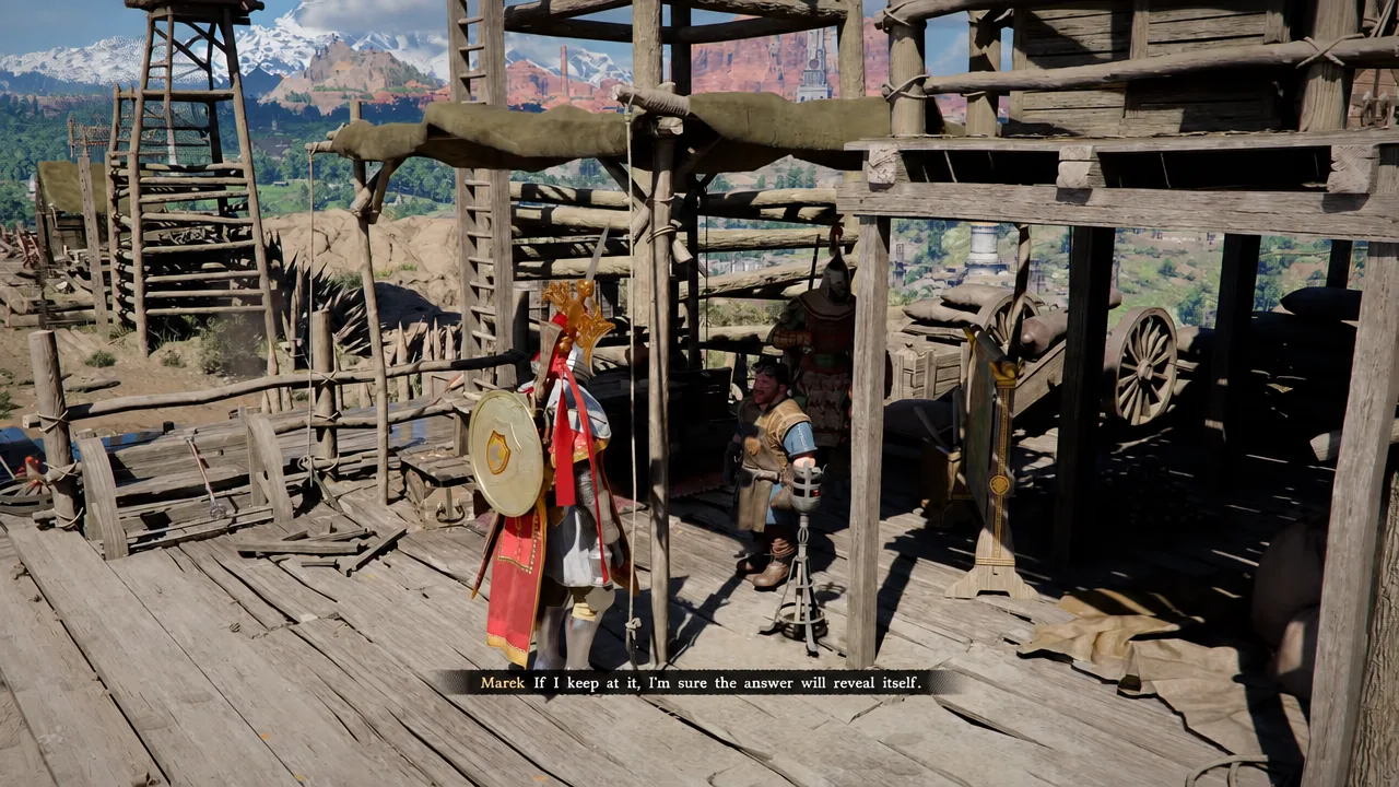 Marek finishing his explanation to Kliff before the quest completion notification