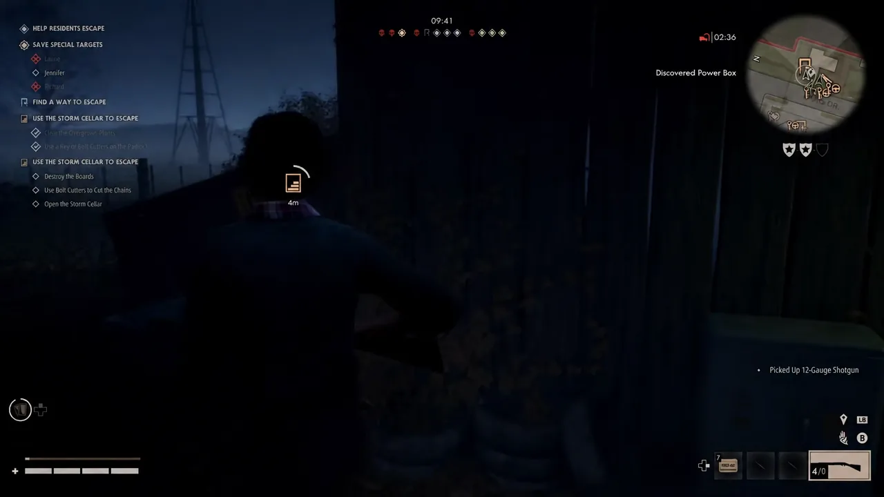 Holding the storm cellar entrance with a shotgun while a teammate escapes