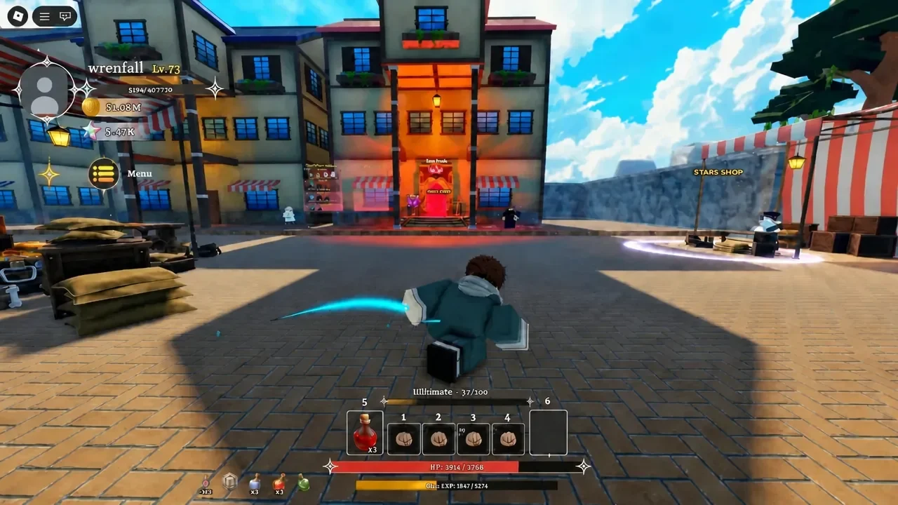 Player character crossing the Dungeon Lootr lobby plaza toward the Boss Rush area