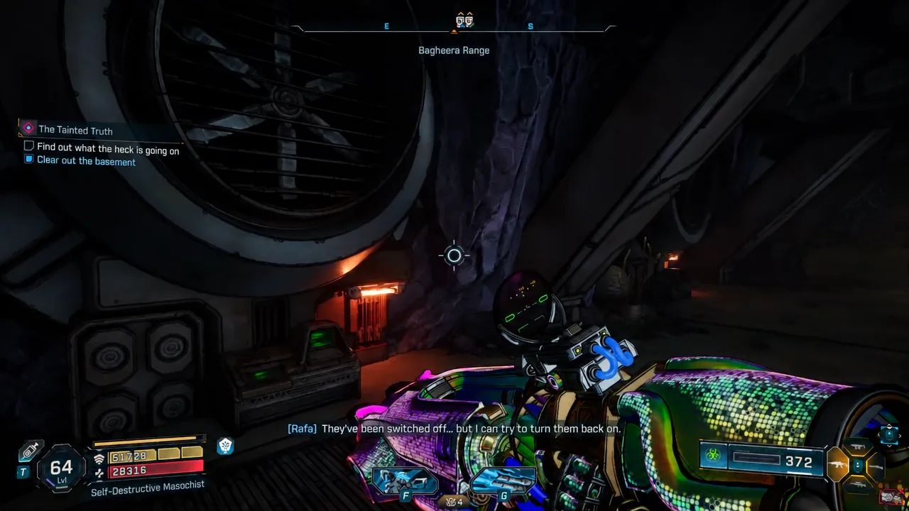 The Clear out the basement objective highlighted on screen inside the plant