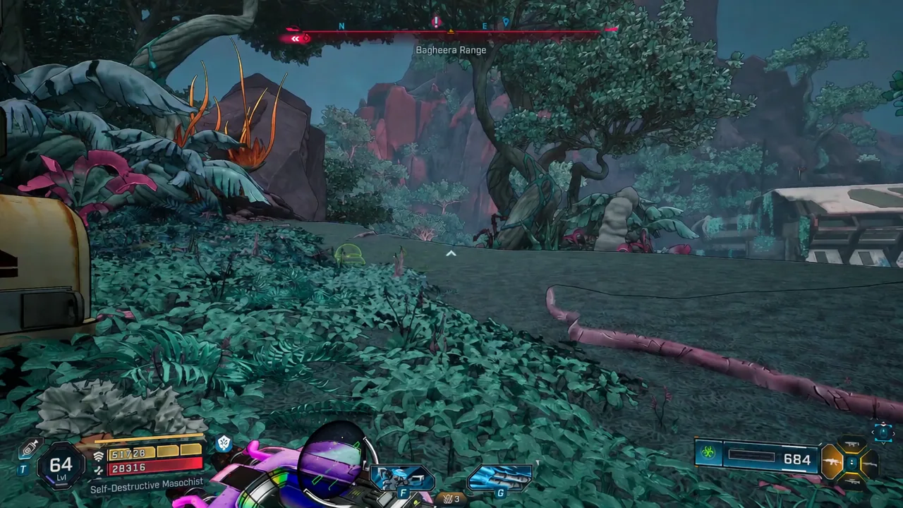 Aiming down the path through the Bagheera Range on the way to the purification plant