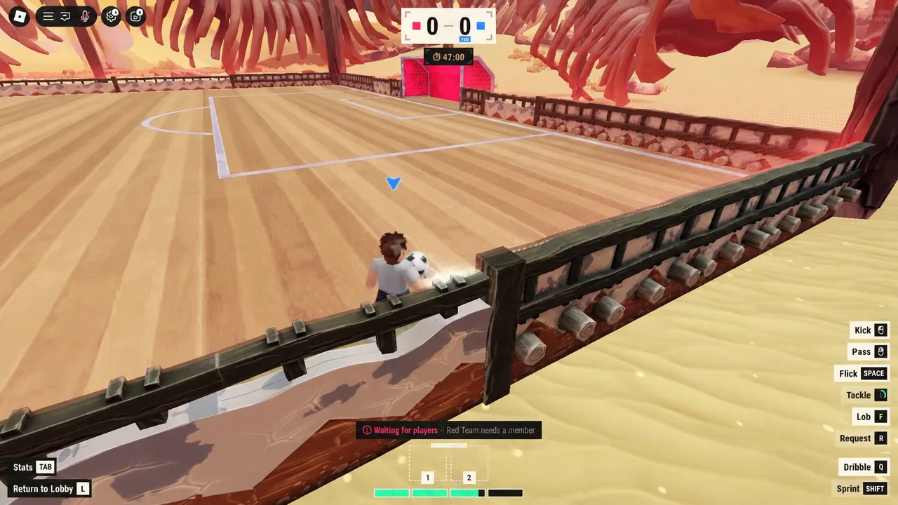 Match status banner showing the game waiting on another player to fill the Red Team