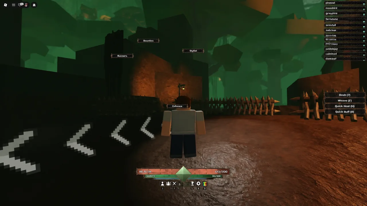 Enhance prompt appearing above the player character in The Veil