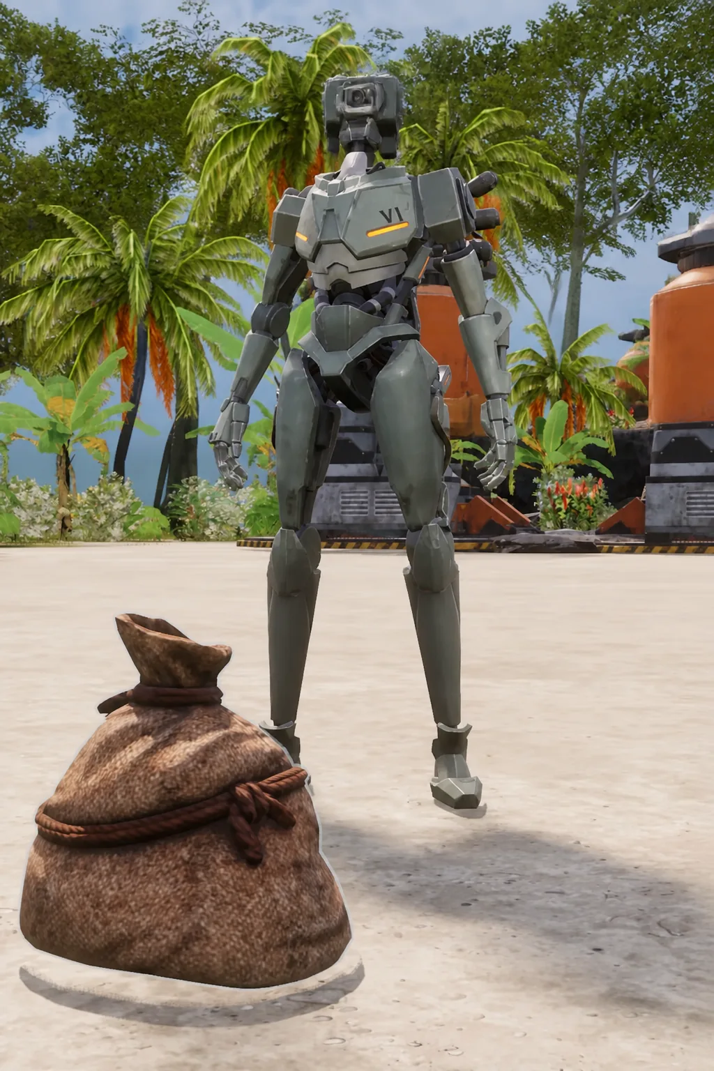 Loose resources on the base floor being collected by a transporting Pal
