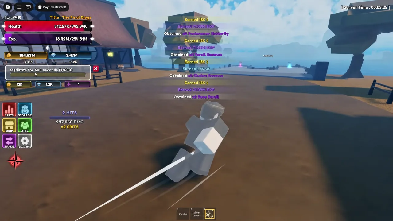 Player meditating on the red mat in Deeproot Jungle to run the 600-second timer