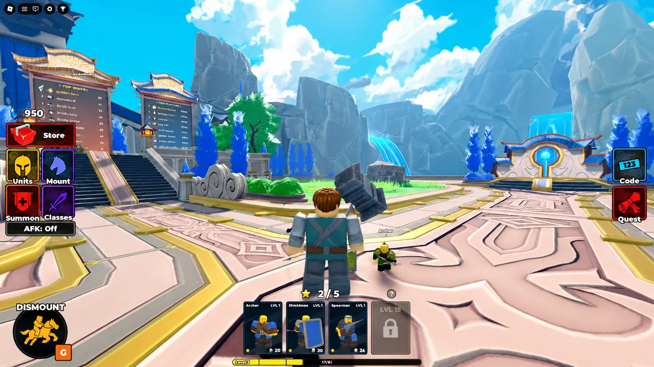 Lobby courtyard in Command An Army with the Store button highlighted on the hub interface