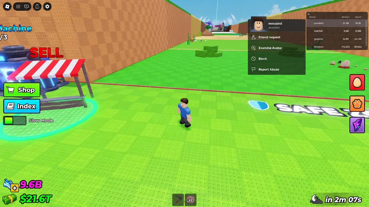 Player interaction menu open in Roblox with the Friend request option shown
