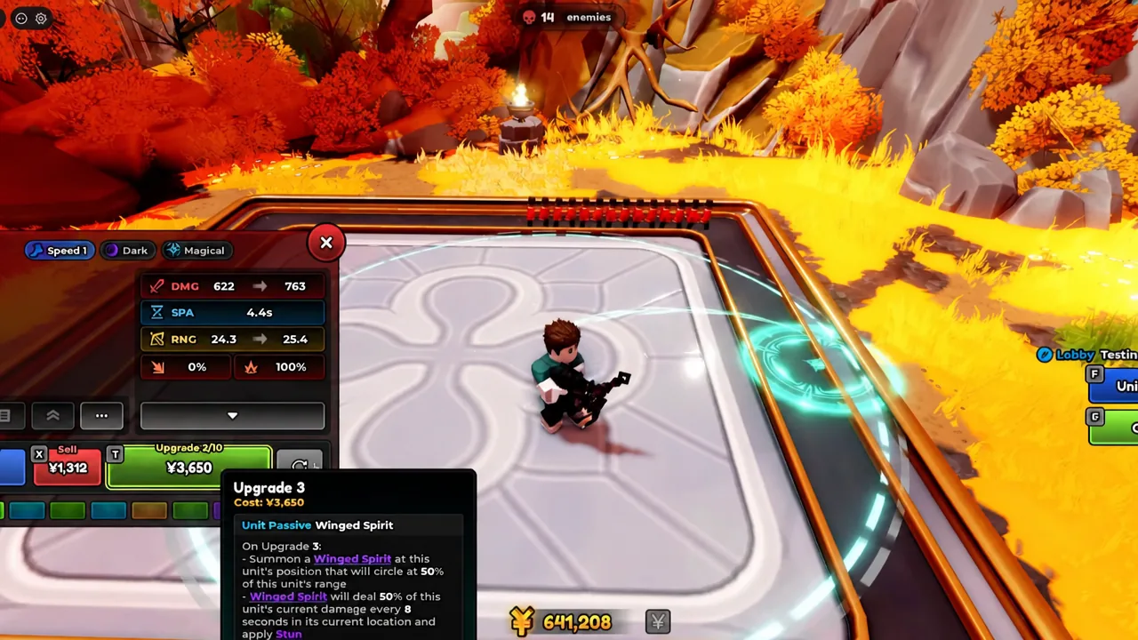 Shadow Divine deployed on the map with his summoned spirits attacking enemies along the path