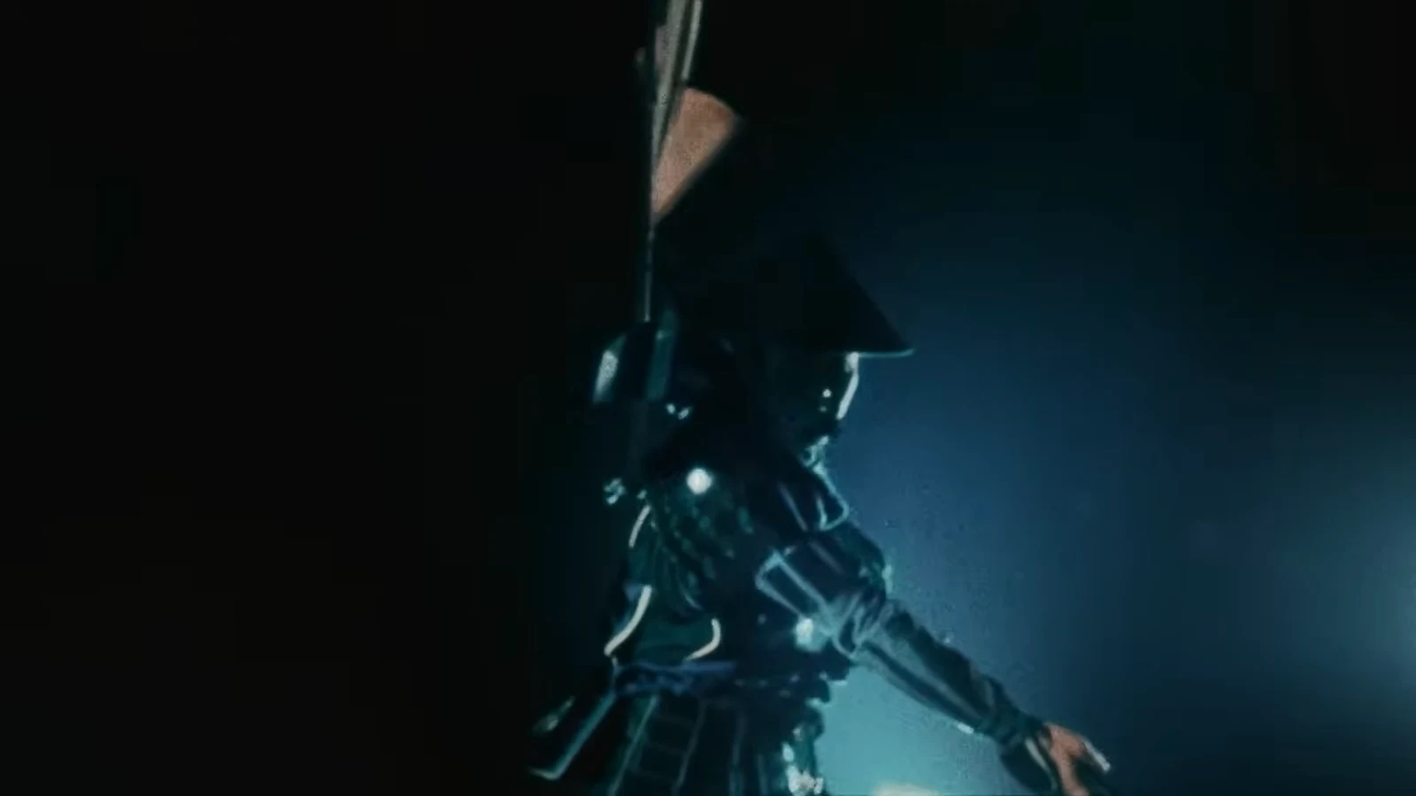 The two rival commanders locking swords as arrows and gunfire hit soldiers behind them