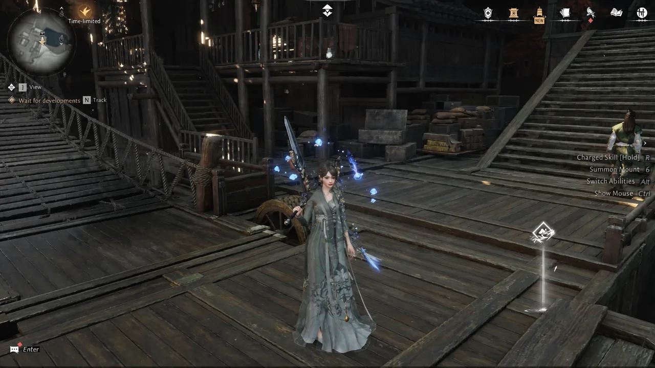 Hangrock Hamlet interior with the Wait for developments quest objective active on screen