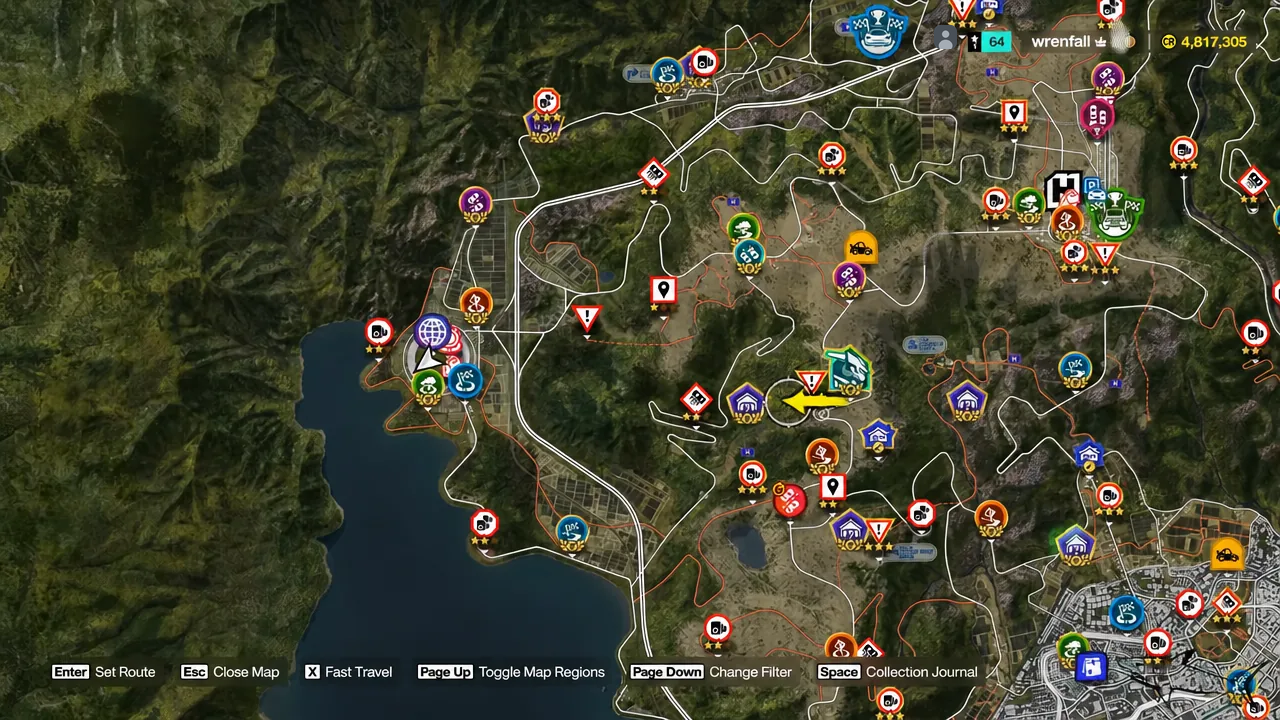 Tokyo City map zoomed in with a yellow marker selected for fast travel