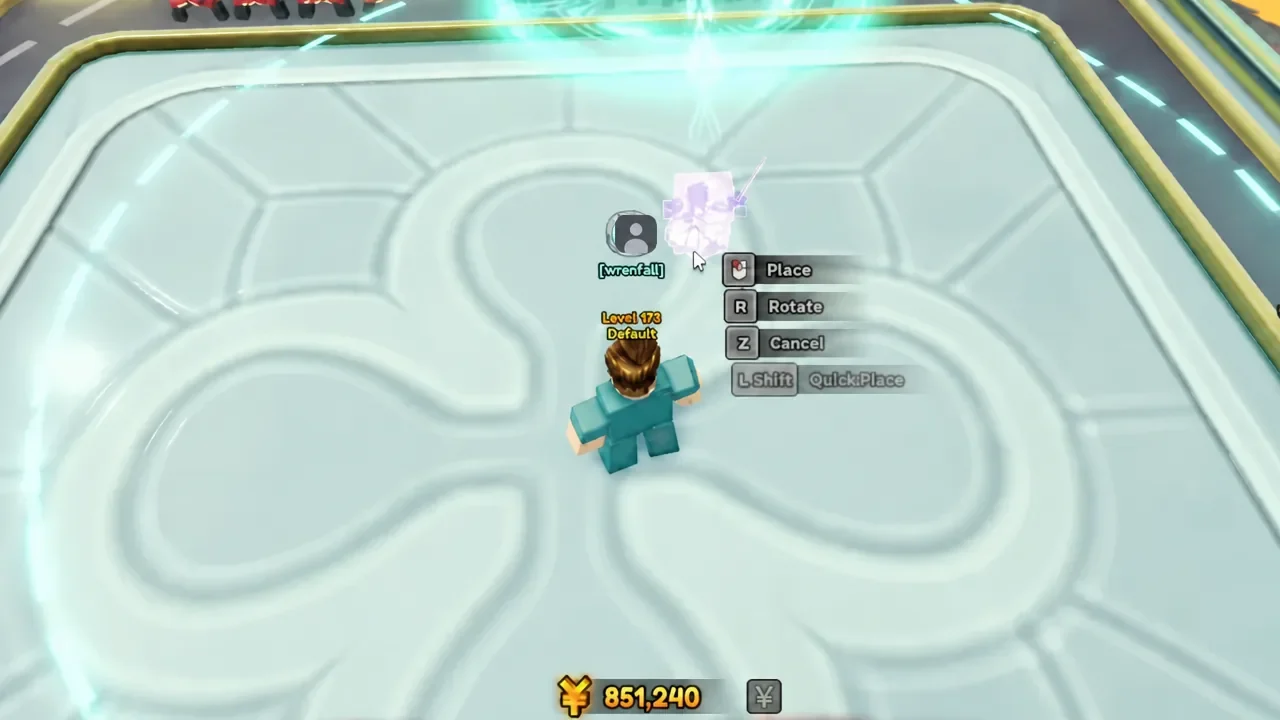 Placement mode with the Place button visible while a unit preview hovers on the ground