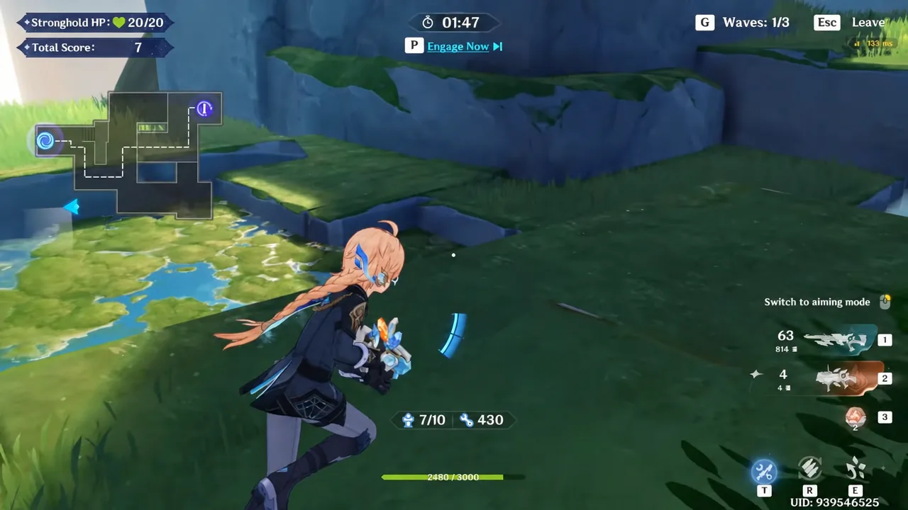 Trial of the Bastion arena with the combat HUD and the P Engage Now prompt on screen