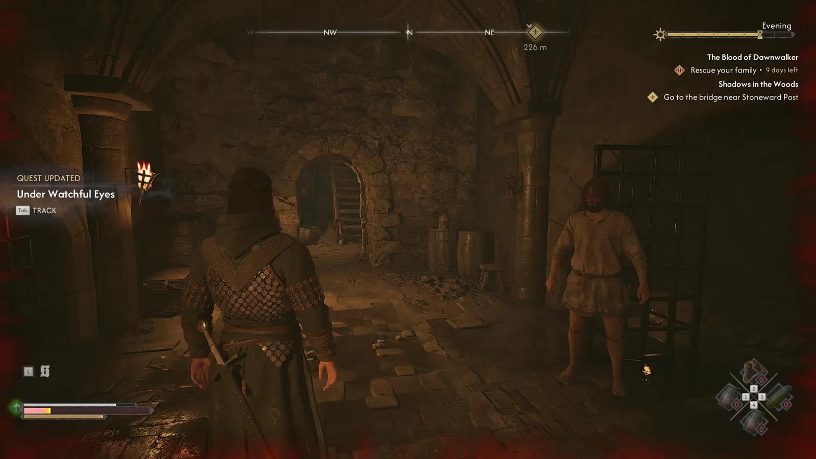 Quest updated notification for Under Watchful Eyes with the Tab prompt to track it