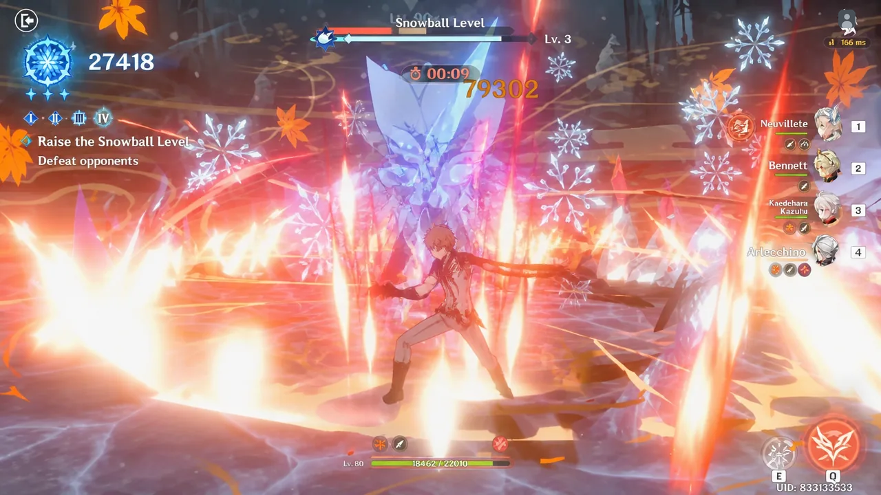 Combat phase of the snowball event with the countdown timer running and a defeat opponents objective