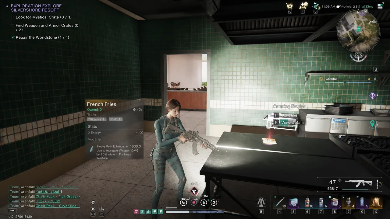 Cooking Recipe screen with French Fries selected and the View Details prompt shown