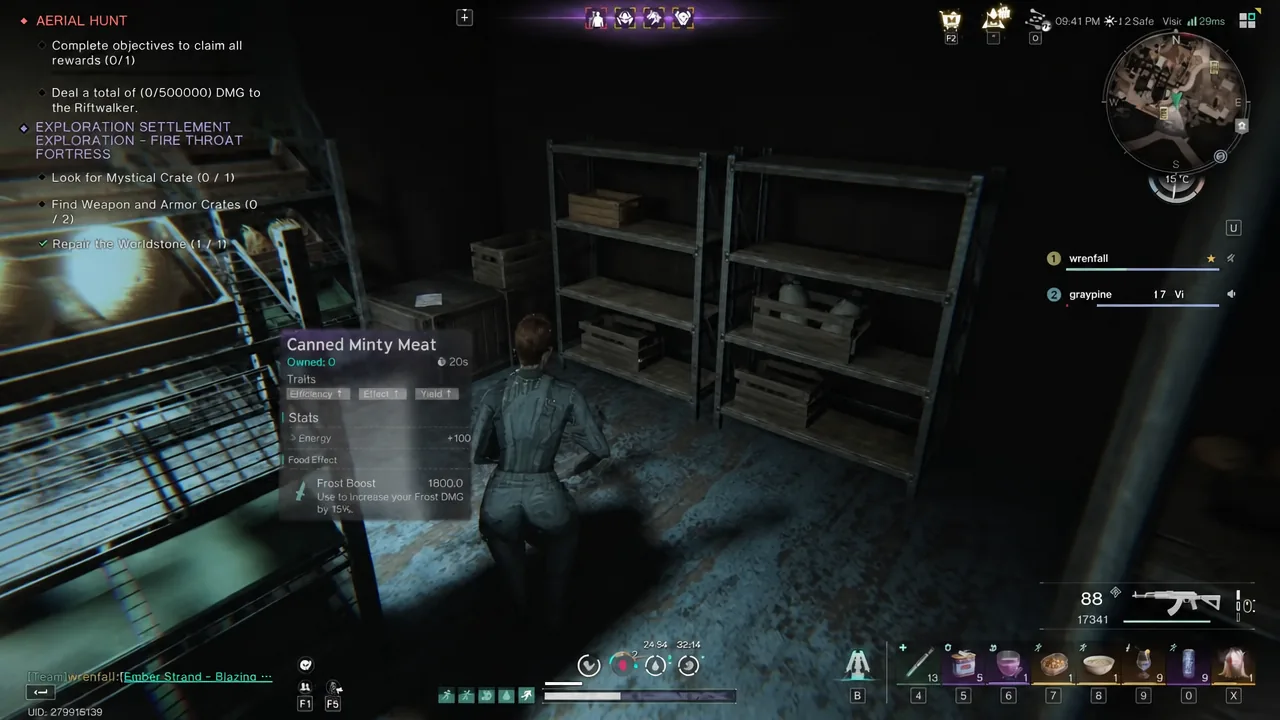 Canned Minty Meat tooltip showing its stats and effect during gameplay