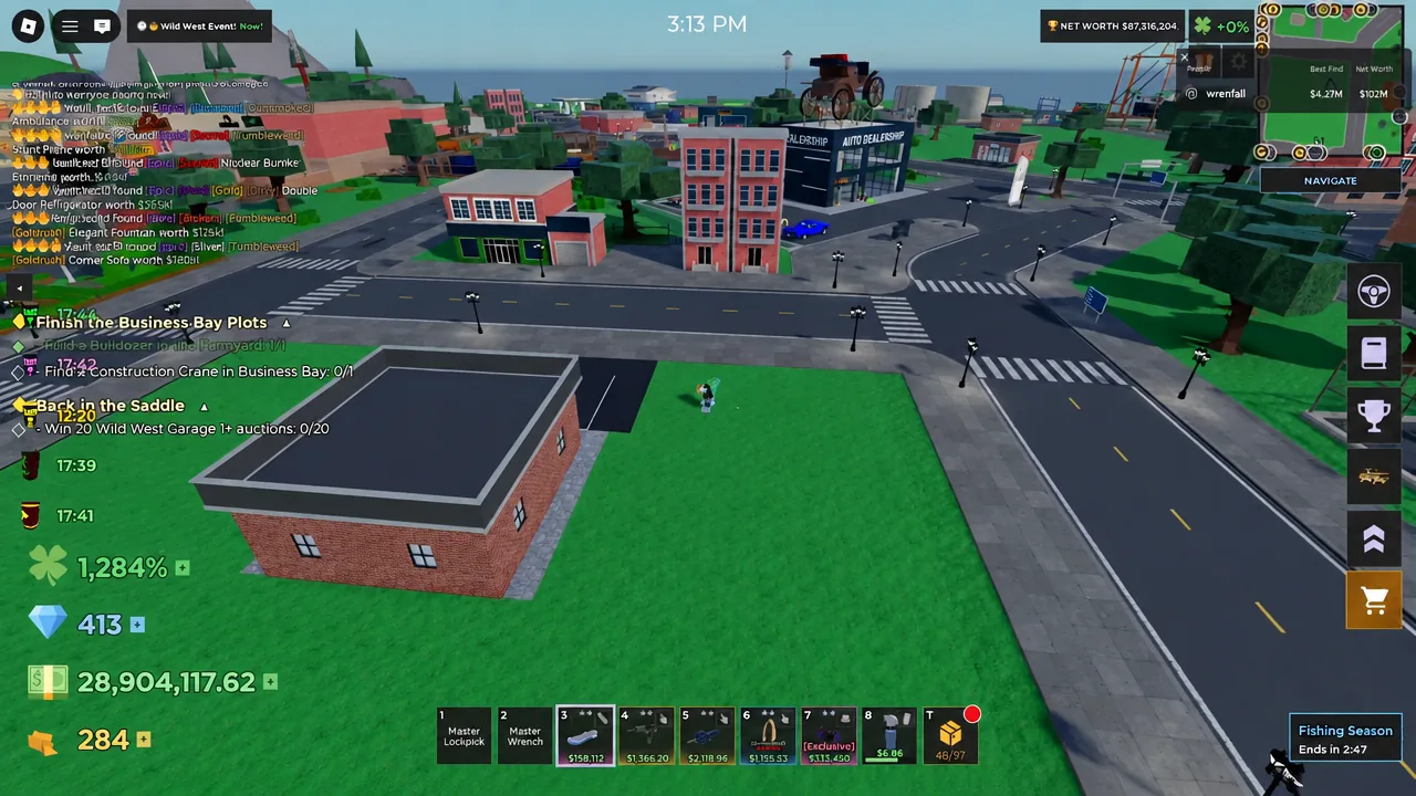 Main game screen with the orange shopping cart button highlighted on the right side of the HUD