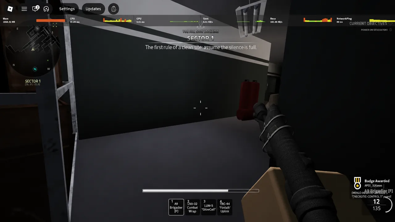 Navigating the dark Sector 1 corridors toward the first generator in Examination