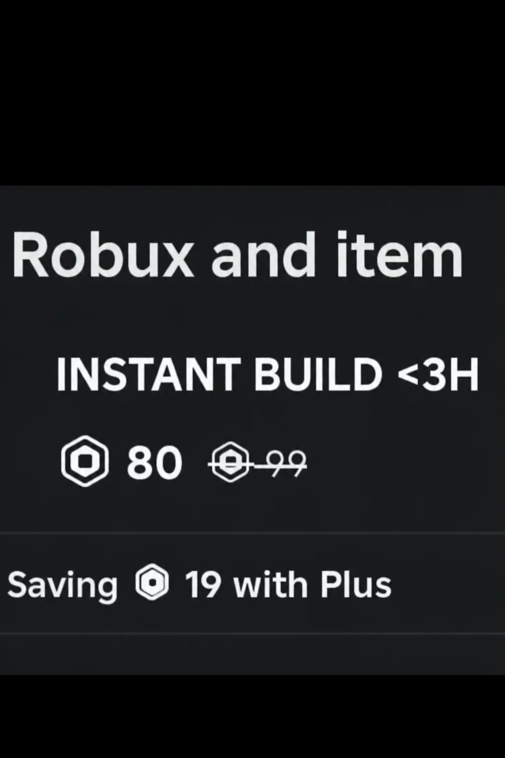 Mini War instant build prompt reading INSTANT BUILD under 3H with a Robux skip price