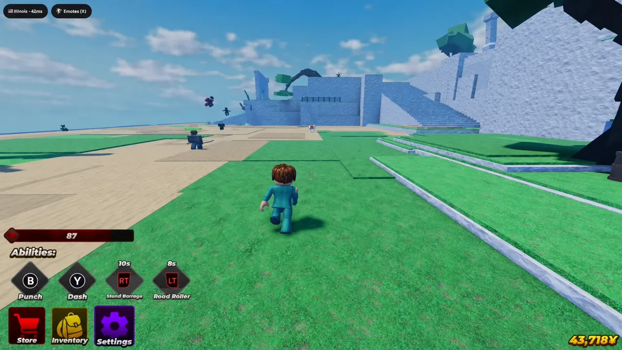 Diyo trading blows with another player on a raised arena platform during a multiplayer round