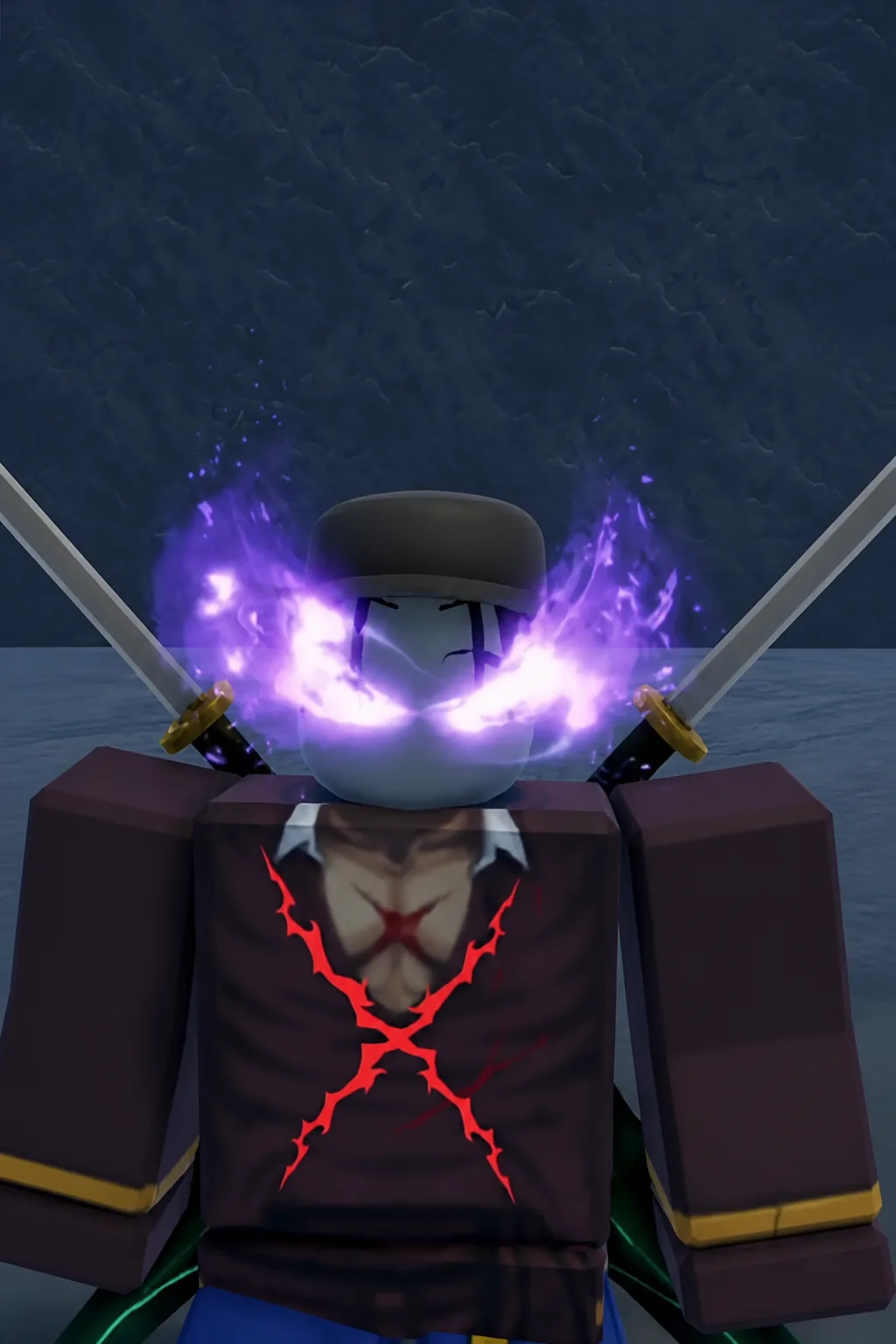 Player back in human form after the transformation ends, with a purple glow around the eyes