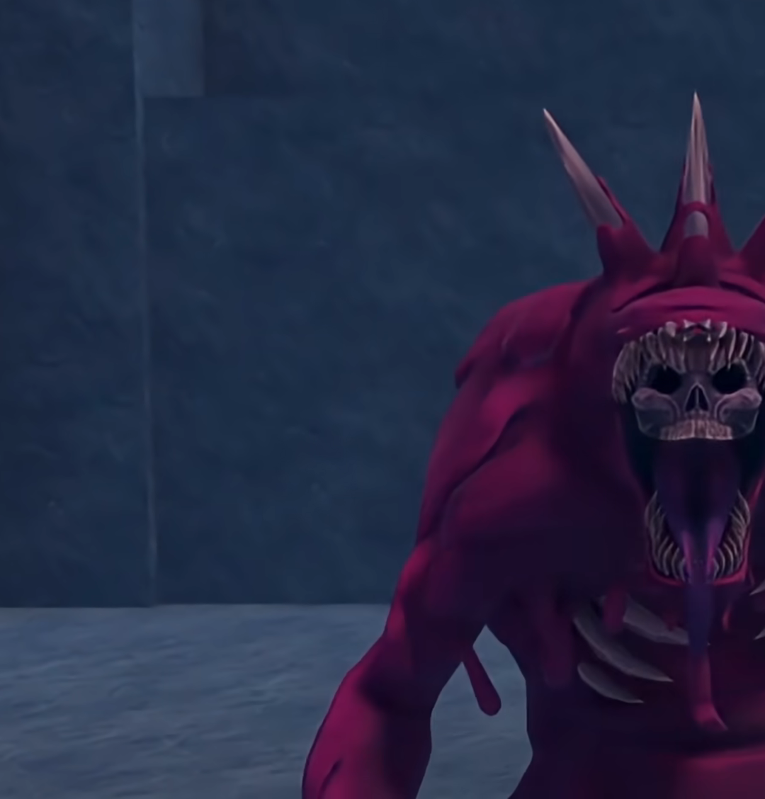 The Venom monster walking, seen from a side angle that shows its rib cage and bulky frame