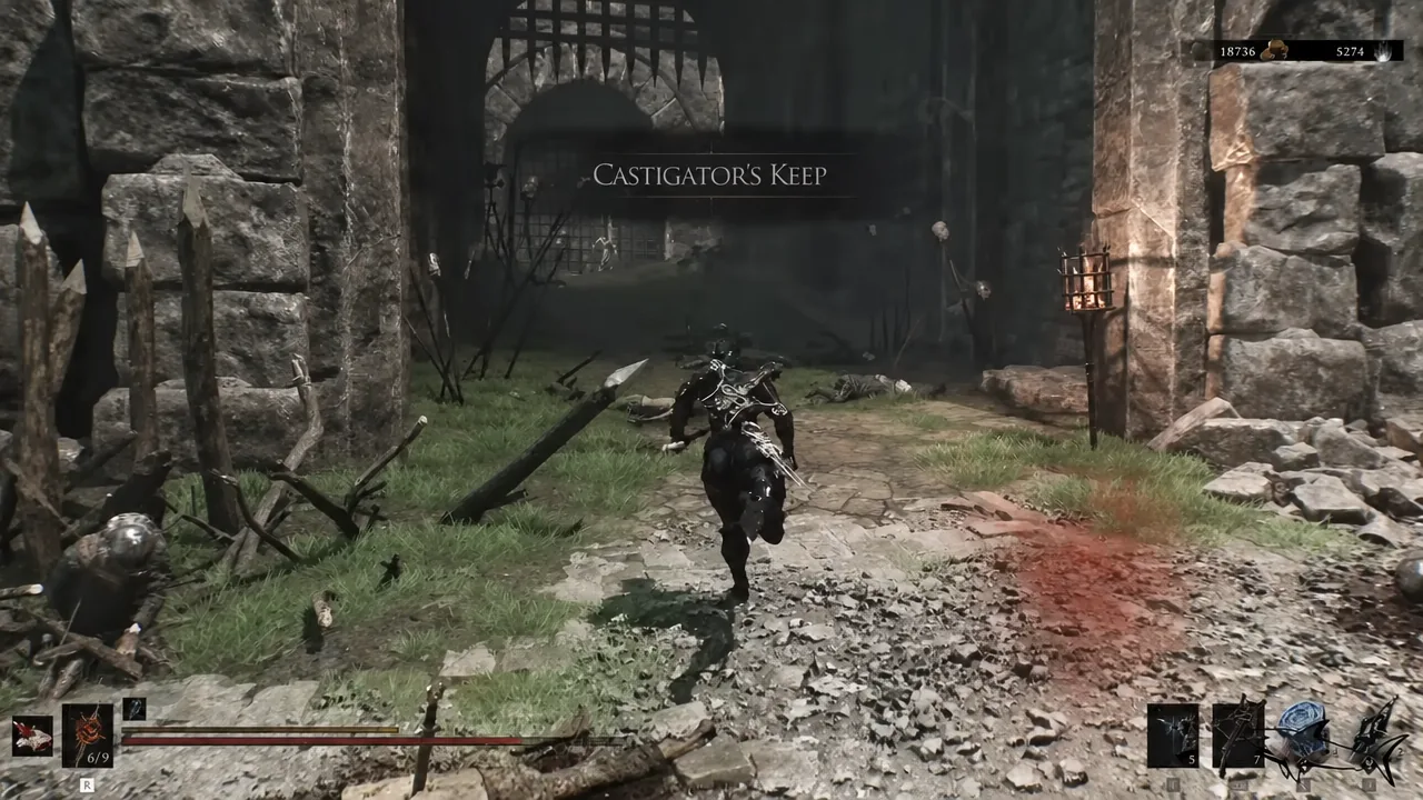 Arriving at Castigator's Keep, where the beacon sits at the top of the ruins.