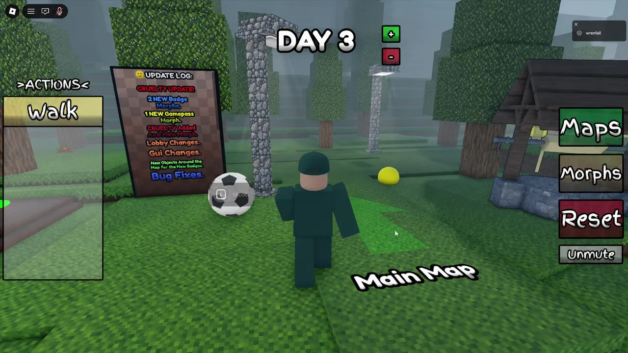 Player approaching the soccer ball on the main map with the E Shoot prompt on screen