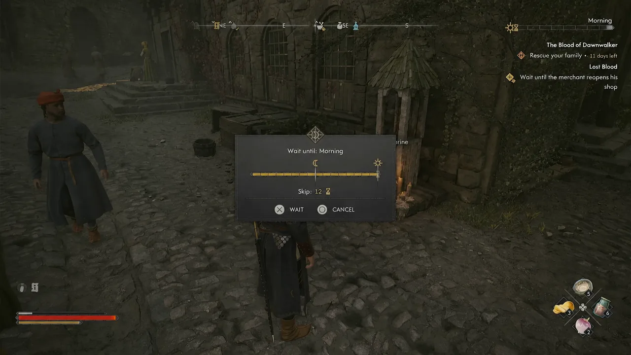 Coen approaching the merchant's building in the Silberstein district of Svartrau City