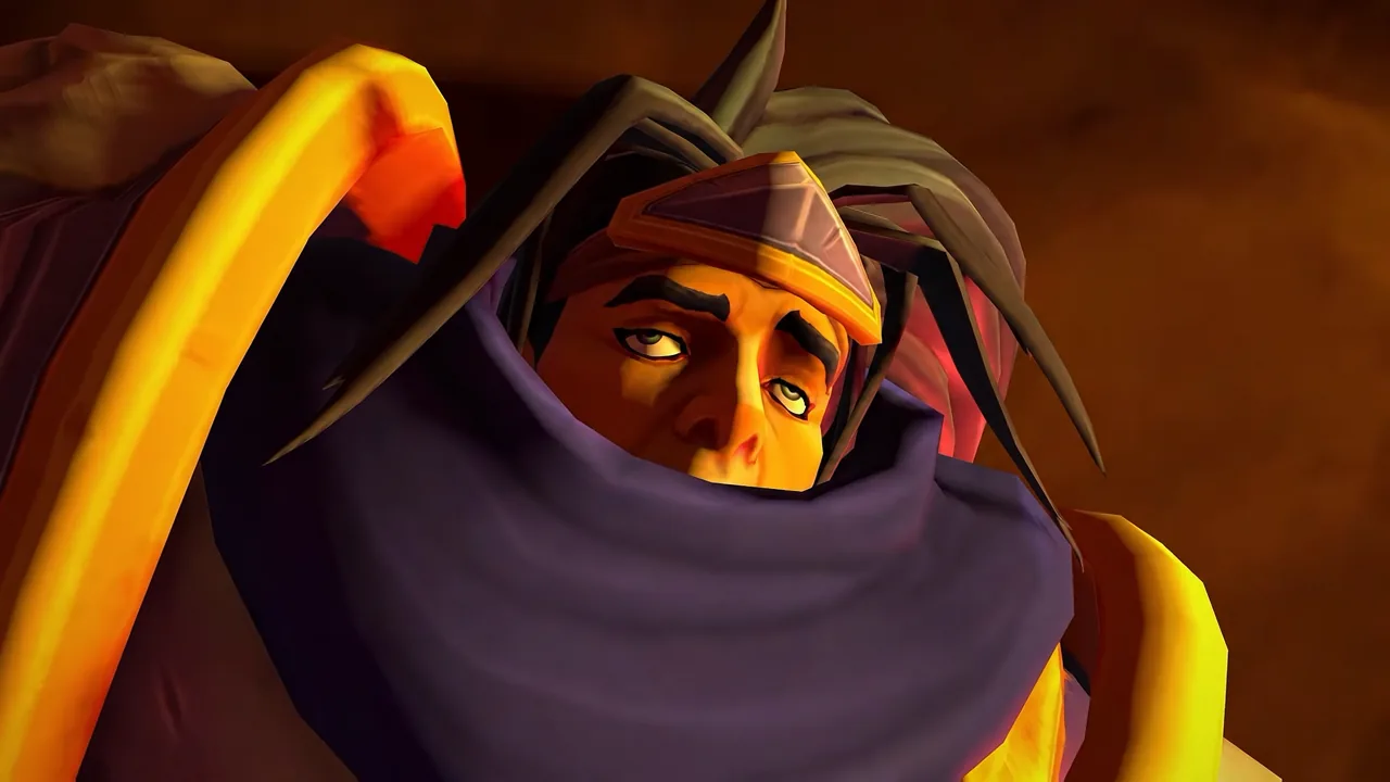 The closing cinematic of Chapter Four as Garek gives in to his wounds after the battle