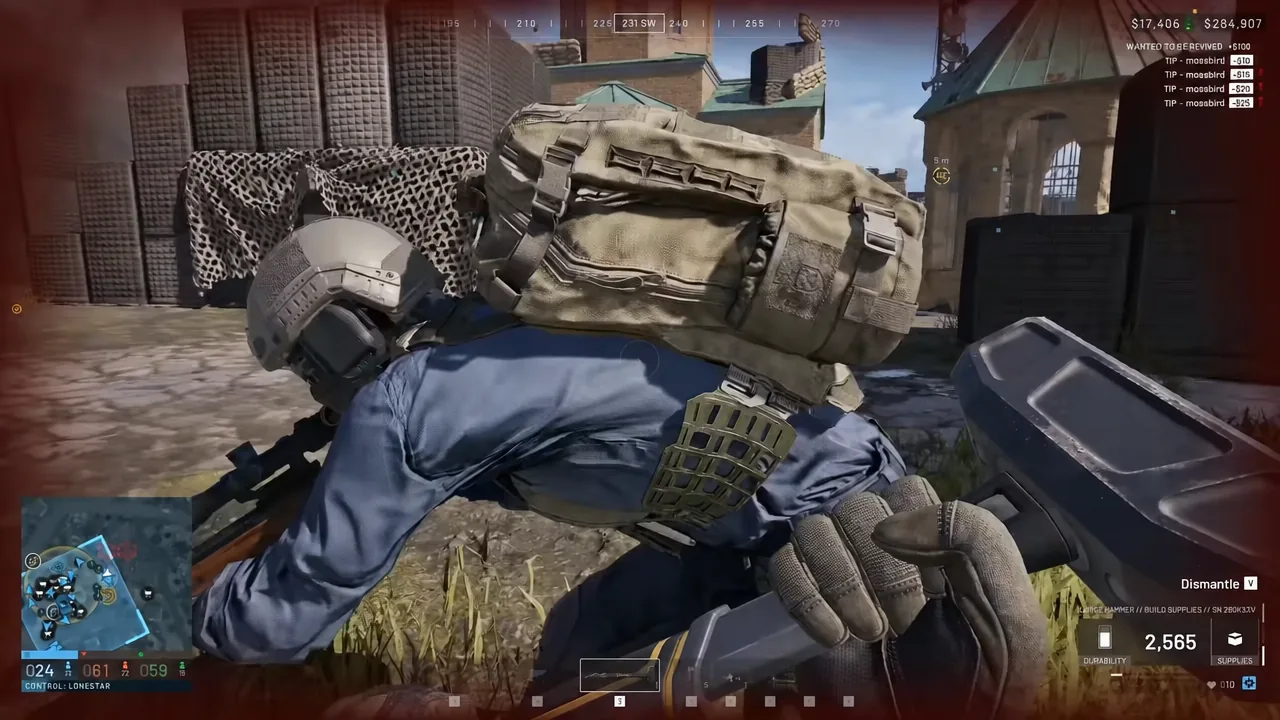Defenders holding a completed star fortress built around a church during a live match