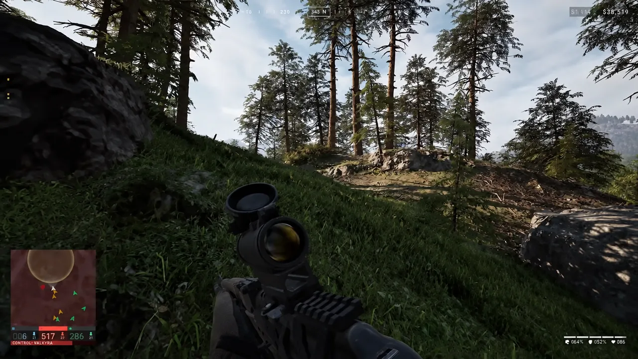 Player moving with a heavy loadout during a firefight, showing how kit weight shapes movement