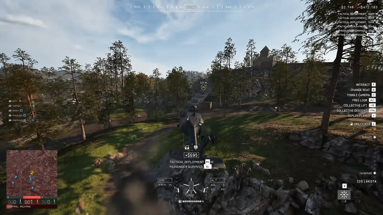Transport helicopter dropping ammo supply pallets onto a friendly FOB rooftop