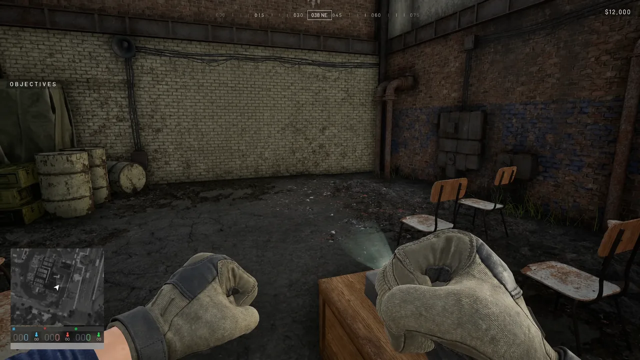 Projector screen playing the developer welcome message inside the WARDOGS tutorial room
