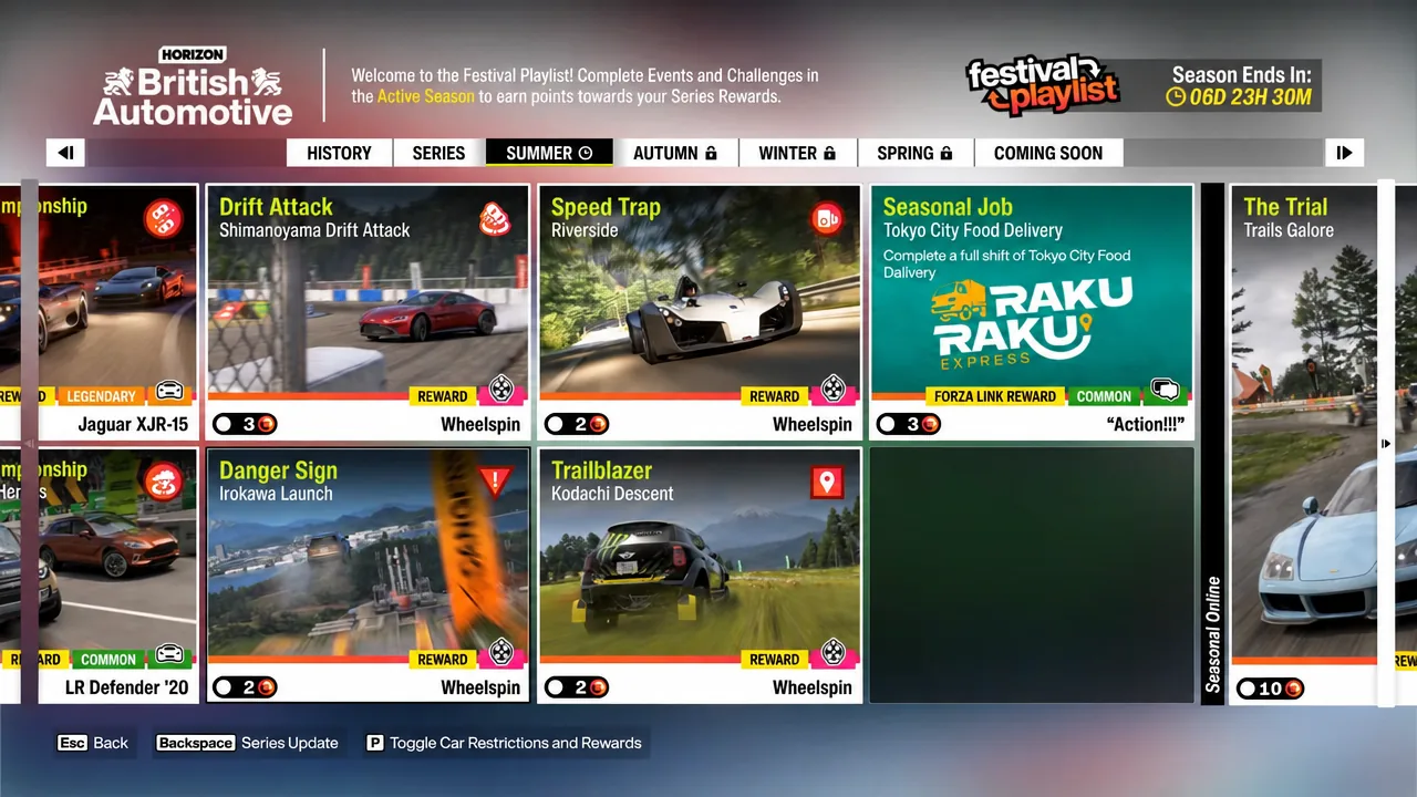 Festival Playlist open on the Summer tab, showing the season's challenges and rewards