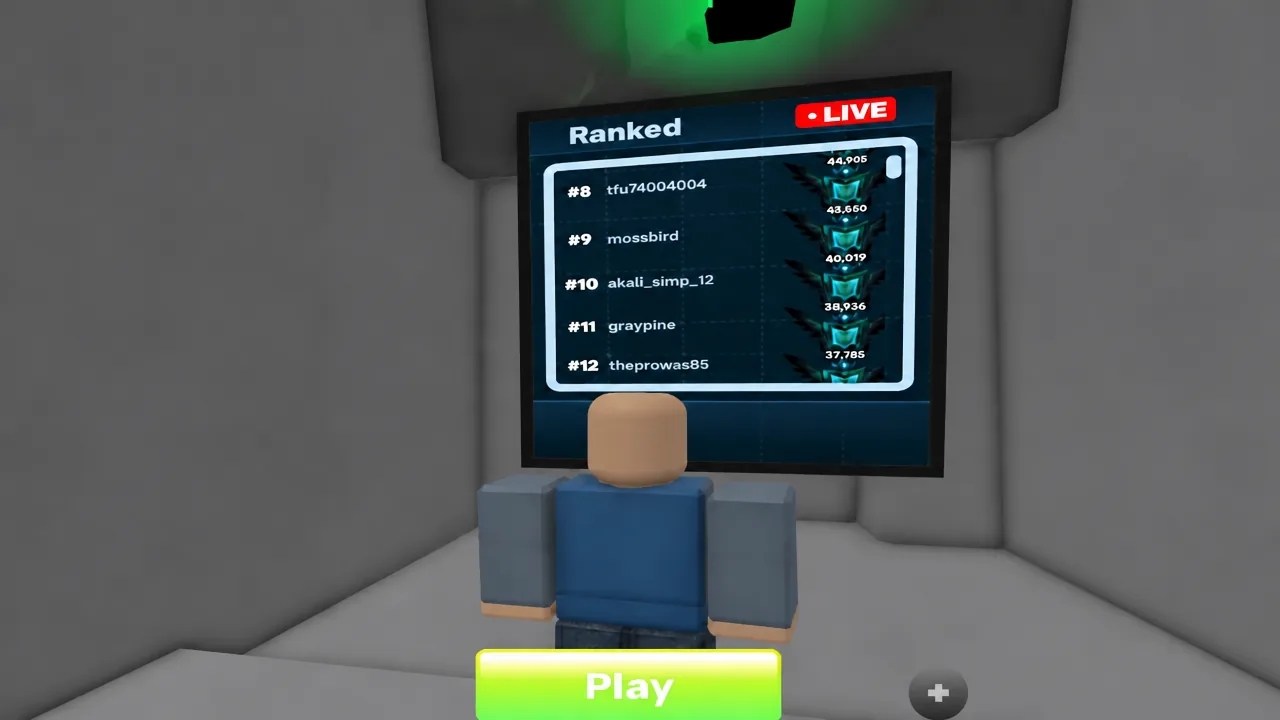 Ranked screen in Rivals with the Play button highlighted to queue for a ranked match