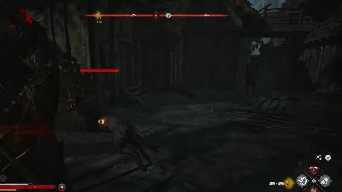 Combat screen with a highlighted ability icon lit up during the fight against the beast