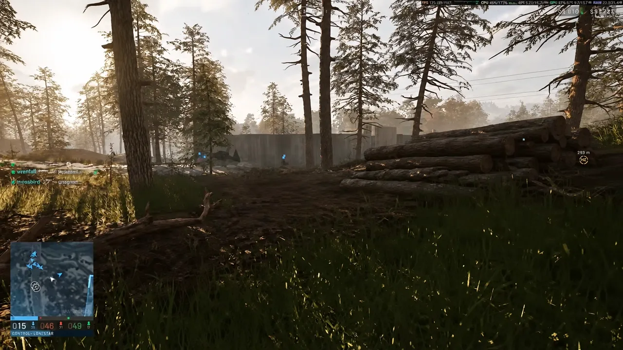 Looting a dropped player backpack beside cover in the combat area