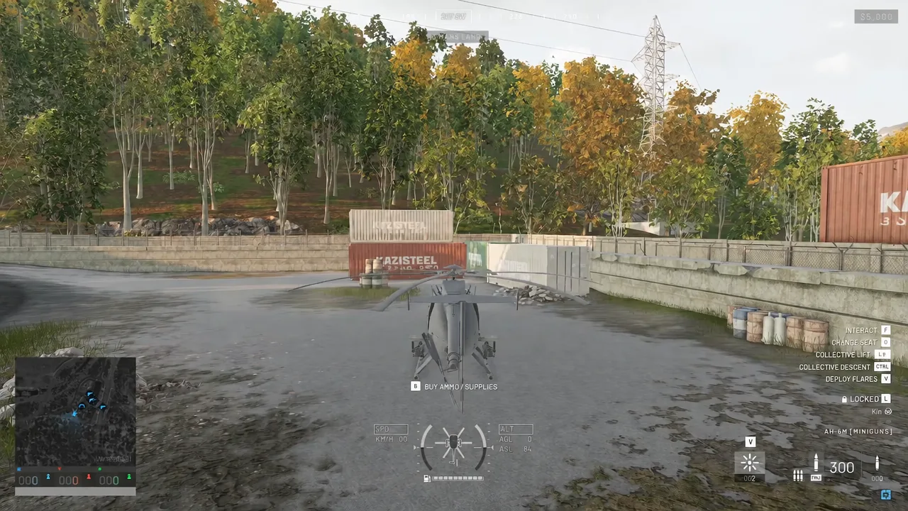 Helicopter on the ground with the B buy ammo and supplies prompt on screen
