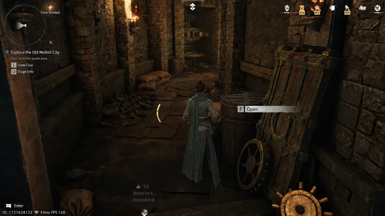 On-screen prompt to open the post holding the family letter during the quest