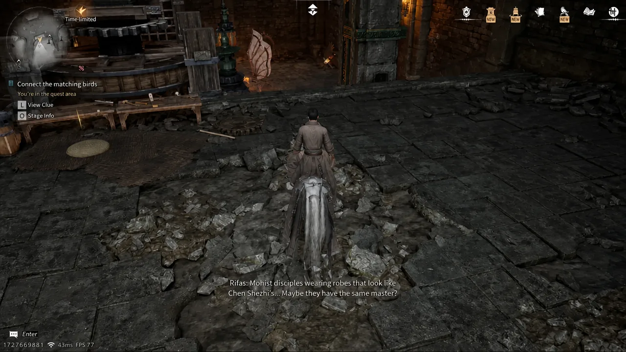 Mechanical bird statues rotated into alignment in the Old City Depths chamber