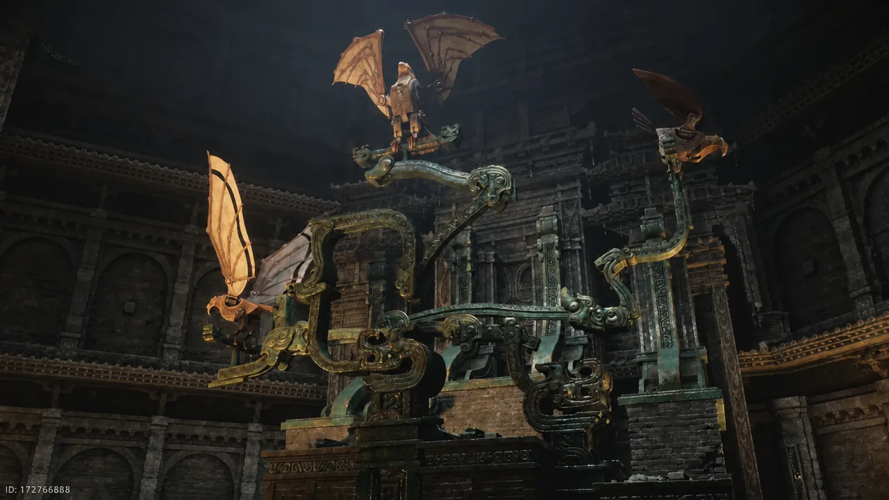 The Mohist Skyward City assembling among the clouds in a cutscene