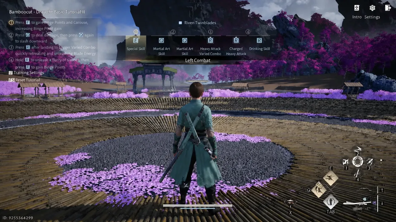 Combat tutorial prompt highlighting the Special Skill input during a Riven Twinblades attack chain.