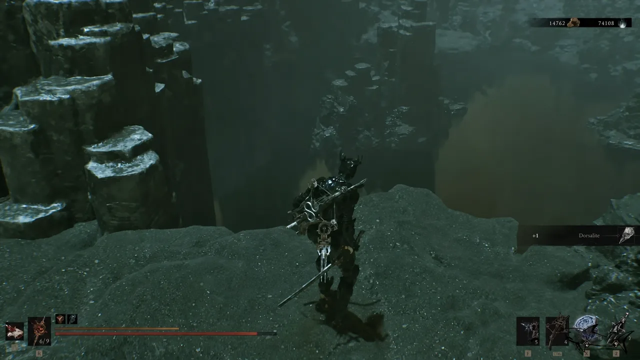 Dorsalite pickup notification appearing on screen as the player collects the material