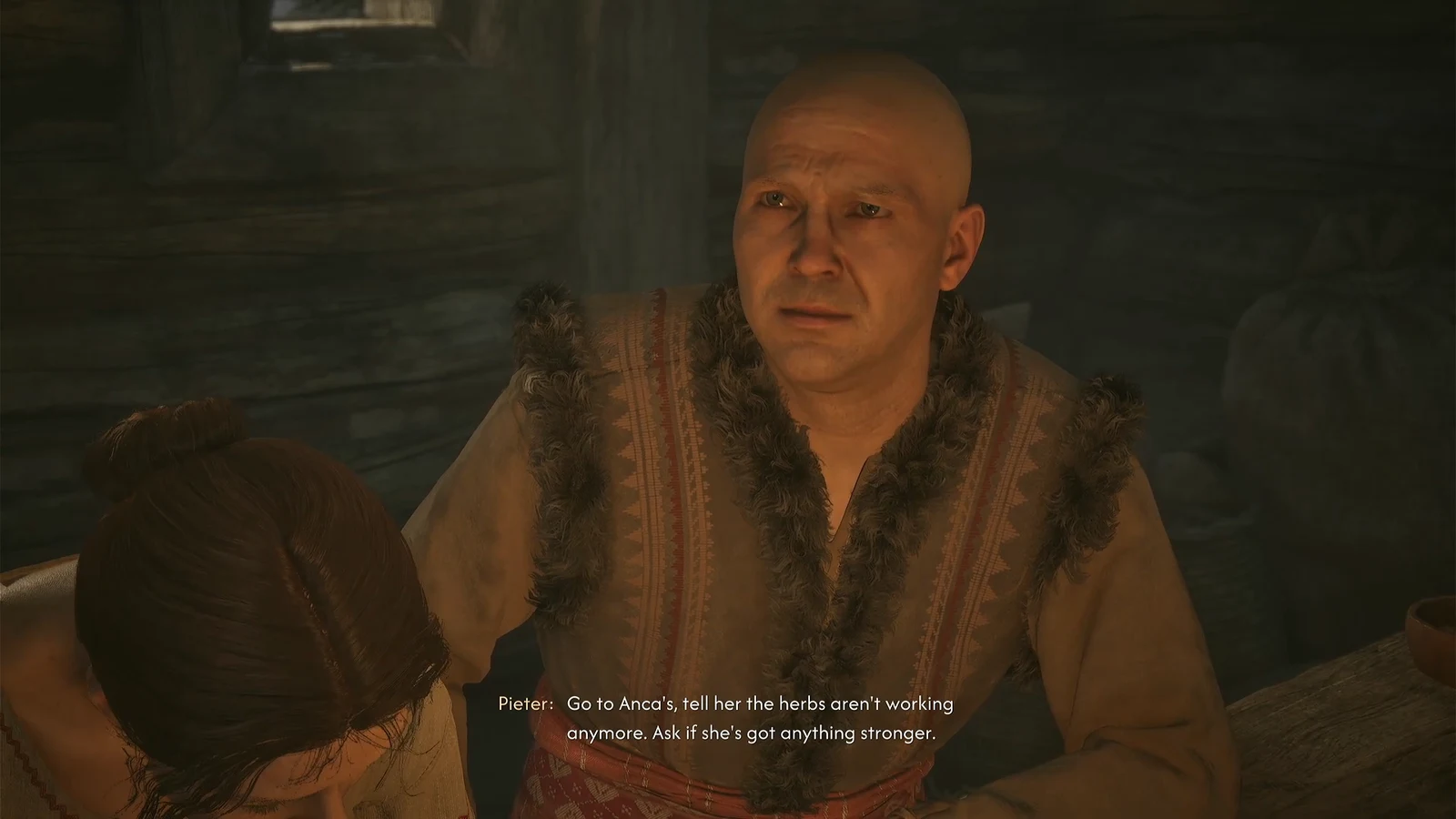 Pieter telling Coen to visit Anca for stronger herbs because the current ones stopped working