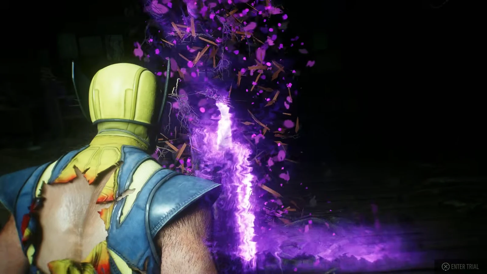 Logan standing in front of the glowing purple Nightmare Door with the Enter Trial prompt on screen