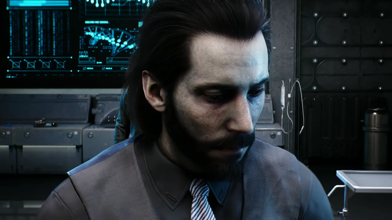 Logan comes round on the laboratory table while Essex and Walter argue about the artifacts