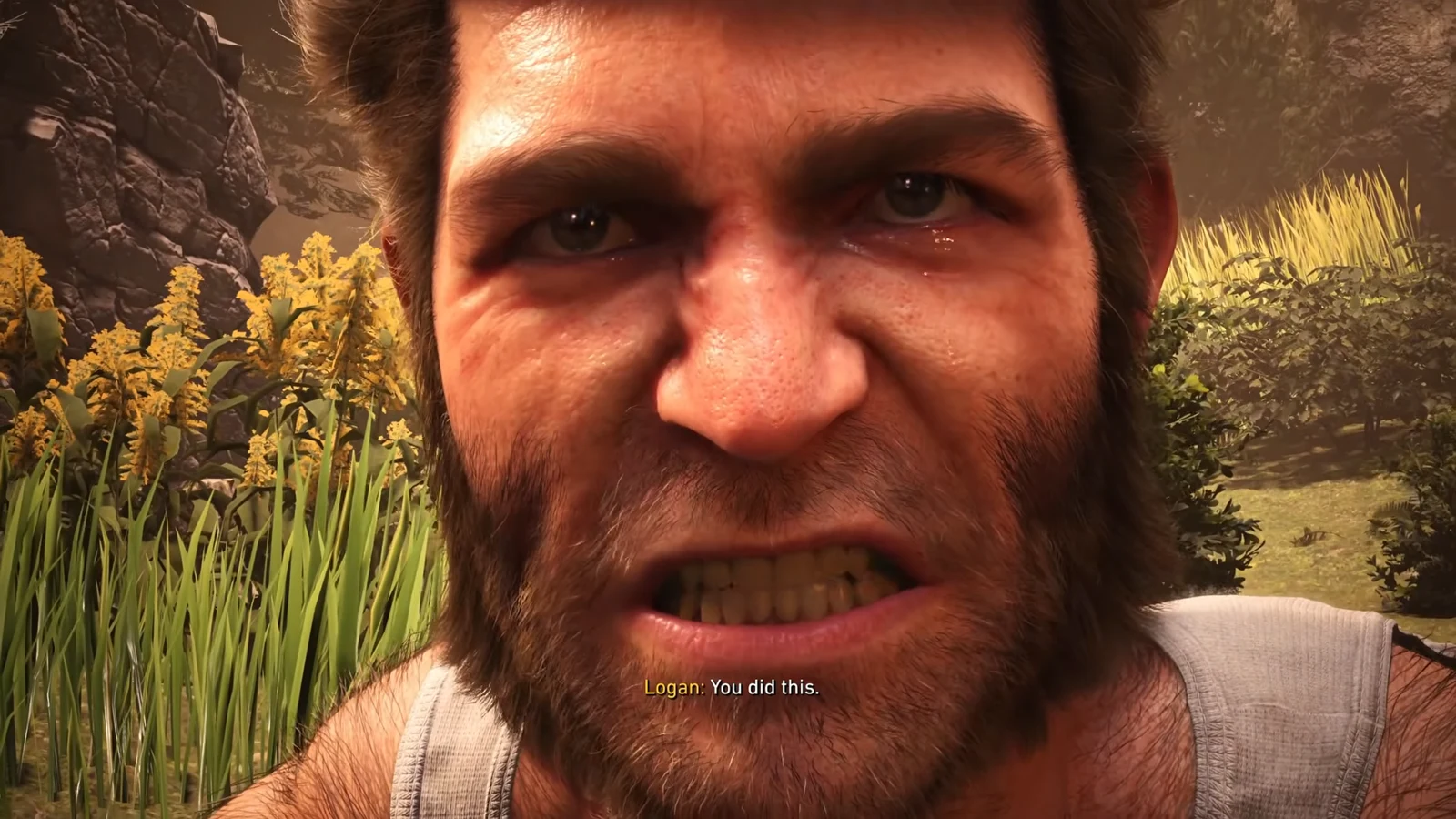 Logan in Horseman of Death armor tearing through shadow enemies in the grey wasteland